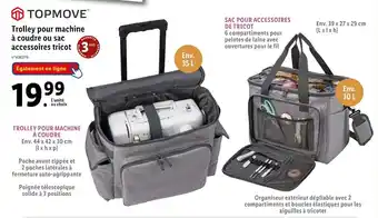 Lidl Topmove trolley pour machine à coudre ou sac accessoires tricot offre