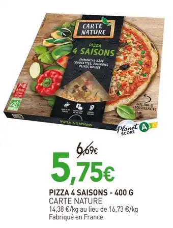 naturéO Carte nature pizza 4 saisons offre