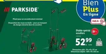 Lidl Parkside diable spécial escaliers offre