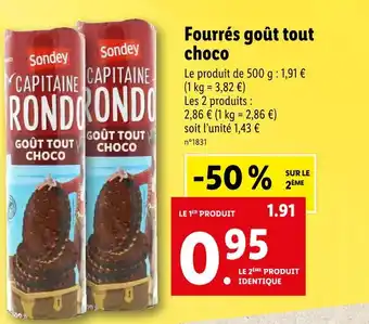 Lidl Sondey fourrés goût tout choco offre