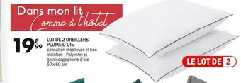 La Foir'Fouille Lot de 2 oreillers plume d’oie offre
