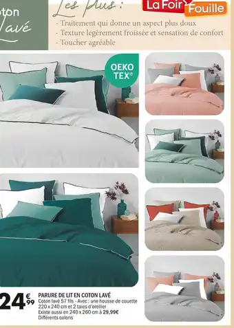 La Foir'Fouille Oeko tex parure de lit en coton lavé offre