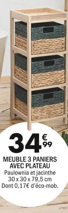 Meuble 3 paniers avec plateau