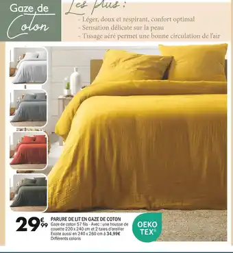 La Foir'Fouille Oeko tex parure de lit en gaze de coton offre