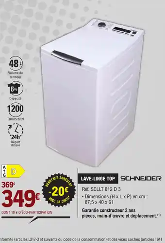 E.Leclerc LAVE-LINGE TOP SCHNEIDER offre