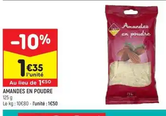 Leader Price AMANDES EN POUDRE 125 g offre