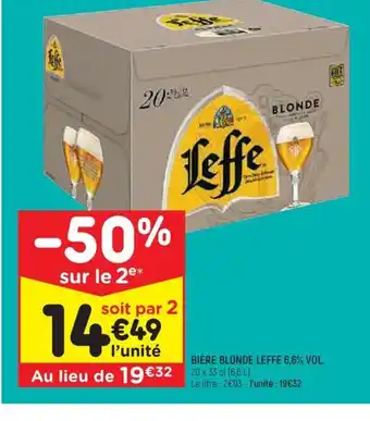 Leader Price BIÈRE BLONDE LEFFE 6,6% VOL offre