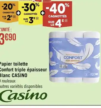 Casino Supermarchés Papier toilette Confort triple épaisseur offre