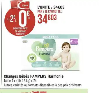 Casino Supermarchés Changes bébés PAMPERS Harmonie offre