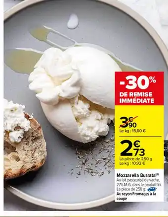 Carrefour Mozzarella Burrata offre