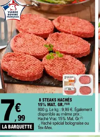 E.Leclerc Express 8 STEAKS HACHÉS 15% MAT. GR. offre