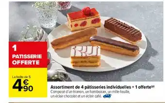 Carrefour Assortiment De 4 Pâtisseries Individuelles + 1 Offerte offre