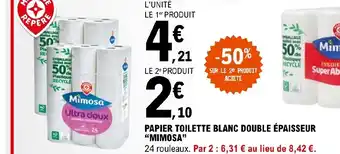 E.Leclerc Express PAPIER TOILETTE BLANC DOUBLE ÉPAISSEUR "MIMOSA" offre