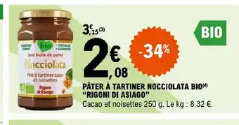 E.Leclerc Express PÂTER À TARTINER NOCCIOLATA BIO RIGONI DI ASIAGO offre