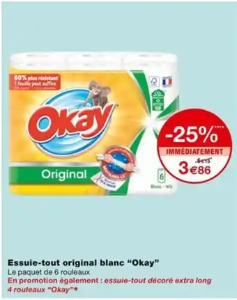 Monoprix Essuie-tout original blanc "Okay" offre