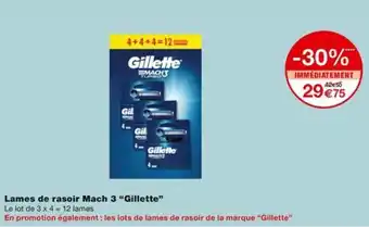 Monoprix Lames de rasoir Mach 3 "Gillette” offre