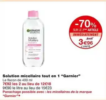 Monoprix Solution micellaire tout en 1 "Garnier" offre