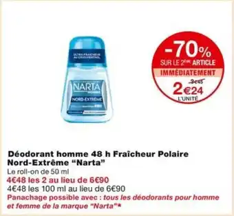 Monoprix Déodorant homme 48 h Fraîcheur Polaire Nord-Extrême "Narta" offre