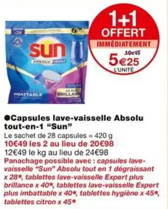 Monoprix ●Capsules lave-vaisselle Absolu tout-en-1 "Sun" offre
