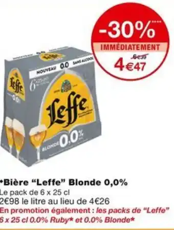 Monoprix *Bière "Leffe" Blonde 0,0% offre