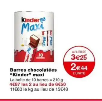 Monoprix Barres chocolatées "Kinder" maxi offre
