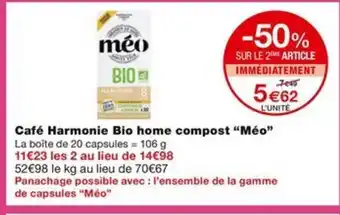 Monoprix Café Harmonie Bio home compost "Méo" offre
