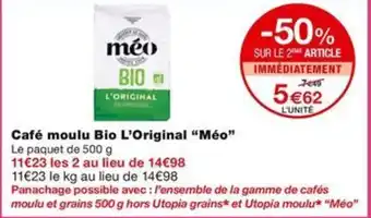 Monoprix Café moulu Bio L'Original "Méo" offre