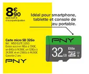 Carrefour Carte Micro Sd 32 Go Pny offre