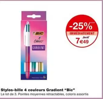 Monoprix Stylos-bille 4 couleurs Gradient "Bic" offre