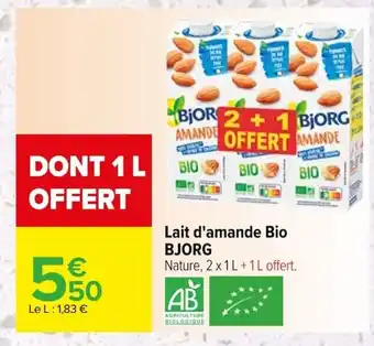 Carrefour Lait d'amande Bio BJORG offre