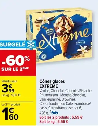 Carrefour Cônes glacés EXTRÊME offre