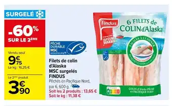 Carrefour Filets de colin d'Alaska MSC surgelés FINDUS offre
