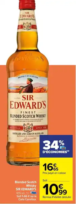Carrefour Blended Scotch Whisky SIR EDWARD'S offre