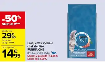 Carrefour Croquettes spéciale chat stérilisé PURINA ONE offre