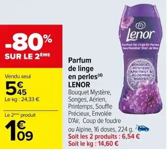 Carrefour Parfum de linge en perles(d) LENOR offre