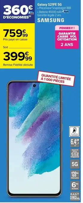 Carrefour Galaxy S21FE 5G offre