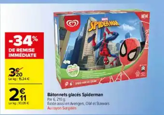 Carrefour Market Bâtonnets Glacés Spiderman offre