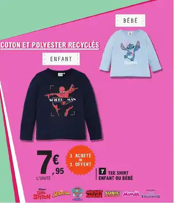 E.Leclerc TEE SHIRT ENFANT OU BÉBÉ offre
