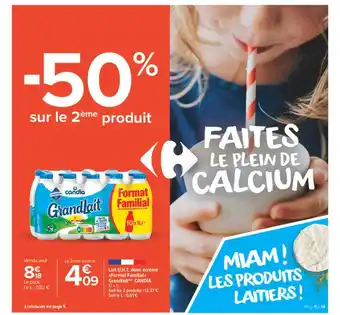Carrefour Market Lait U.h.t. Demi écrémé «format Familial» Grandlait Candia offre
