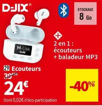 D-jix ecouteurs m-usik mp3 player 8go