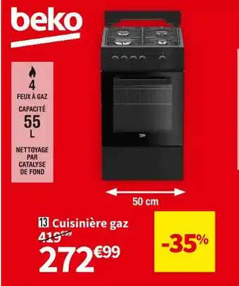 Conforama Beko cuisinière gaz fsg522dbc offre