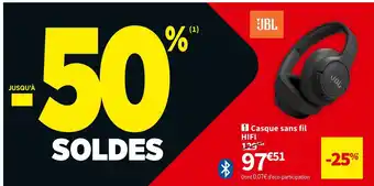 Conforama Jbl casque sans fil hifi offre