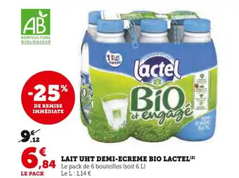 U Express Lactel lait uht demiecreme bio offre