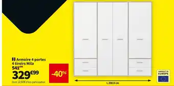 Conforama Mila armoire 4 portes 4 tiroirs offre