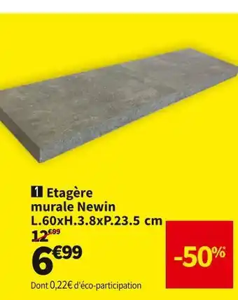 Conforama Etagère murale newin l.60xh.3.8xp.23.5 cm offre
