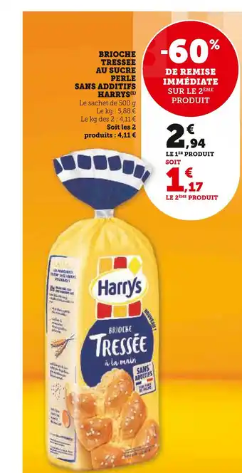 Super U Harrys brioche tressee au sucre perle sans additifs offre