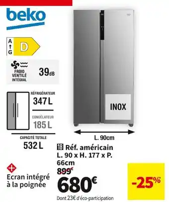 Conforama Beko réf. américain gno5323xpn offre