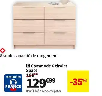 Conforama Commode 6 tiroirs space offre