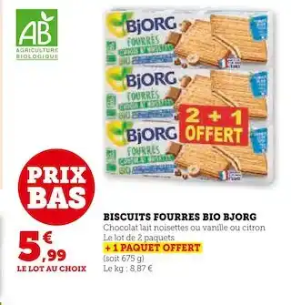 Super U Bjorg biscuits fourres bio offre