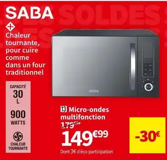 Conforama Saba micro-ondes multifonction moc30ms offre